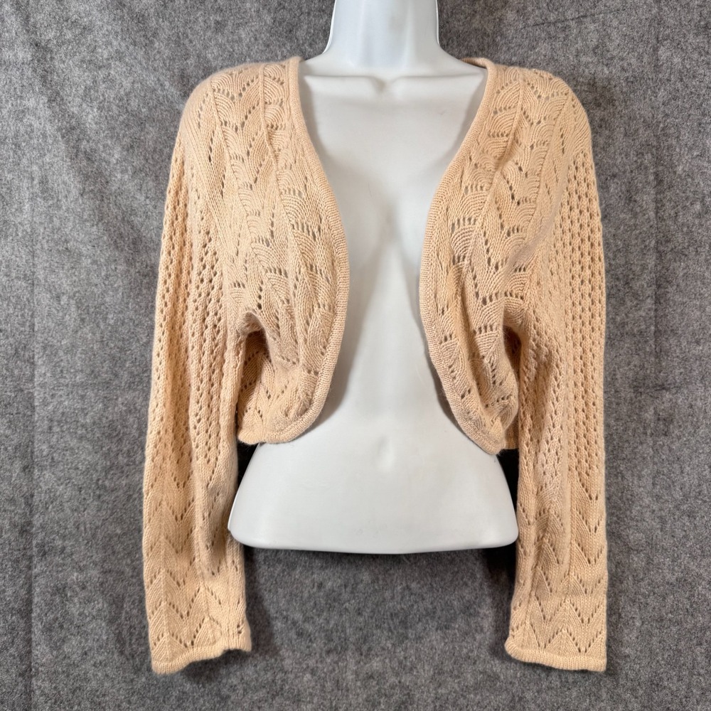 Y2K Crochet Bolero Shrug Cardigan XL Fairy Cottage Scalloped Angora Knit